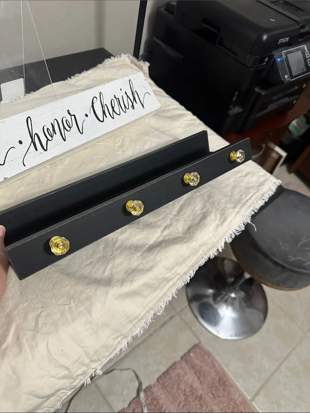 2 pc set Love • Honor • Cherish sign and Shelf- Black and White NWT